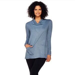 LOGO Lounge by Lori Goldstein Drape Neck French Terry Top Women's Small